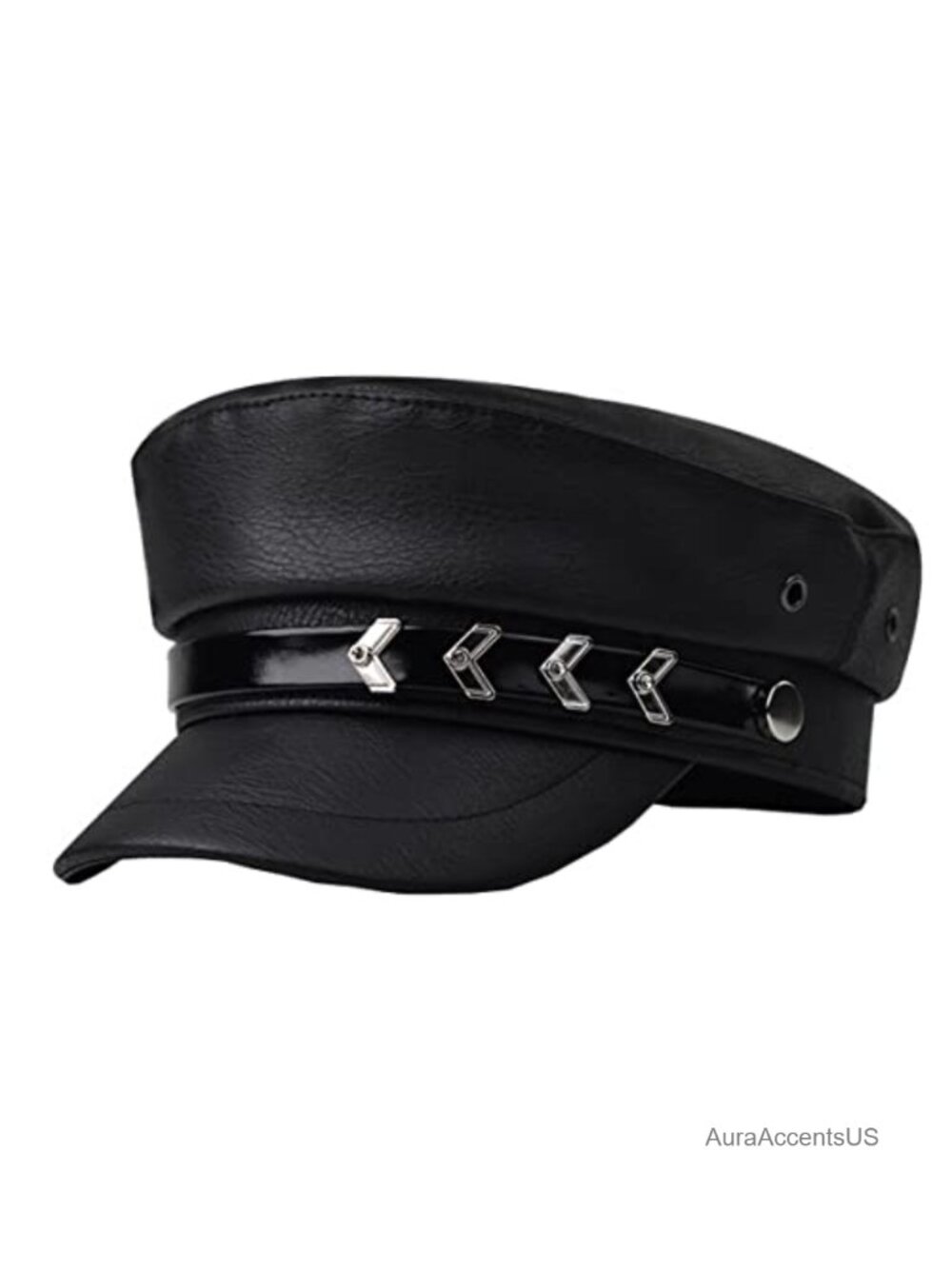 PU Leather Newsboy Cap Cabbie Baker Boy Hat Peaked Beret Sailor